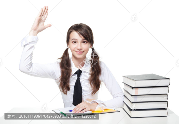 學(xué)校女孩上升一只手