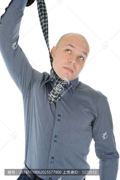 商人把自己綁在一條領(lǐng)帶上