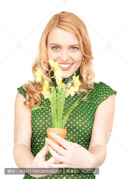 可愛的家庭主婦與花