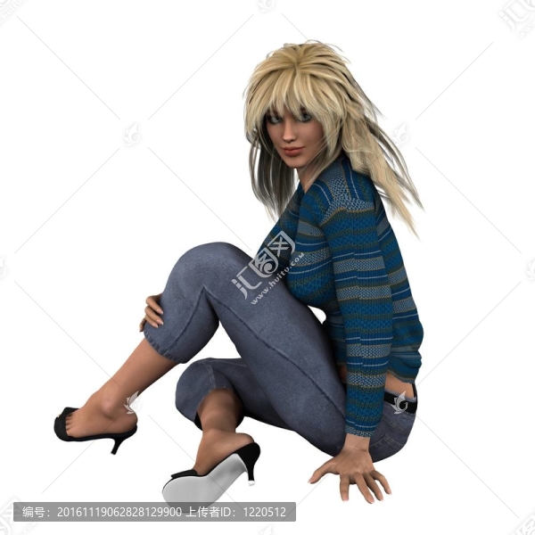穿著牛仔褲的休閑金發(fā)女人