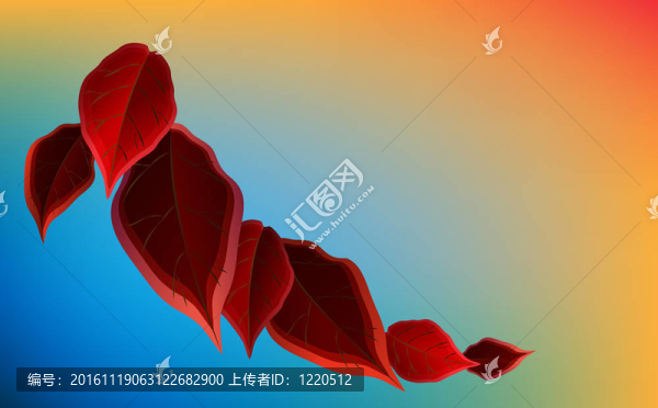 秋天的山茱萸葉席卷抽象背景的天空