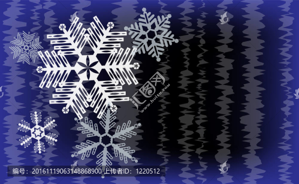 與抽象條紋深藍和黑色背景的雪花