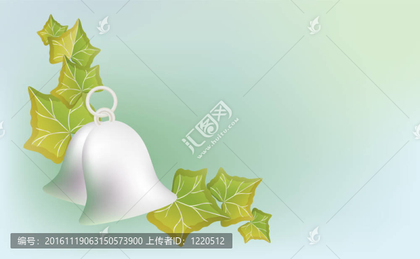 藍色背景上的銀鈴和常春藤