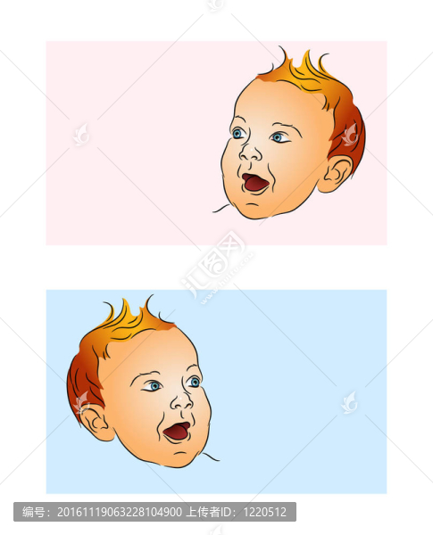 粉紅色和藍(lán)色背景卡片上的嬰兒肖像