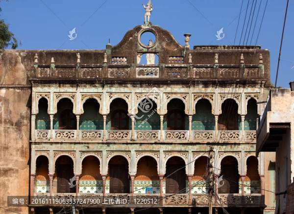 在印度在曼達(dá)瓦街拉賈斯坦國家獨(dú)有的門面