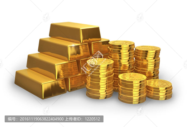 成堆的金錠和硬幣
