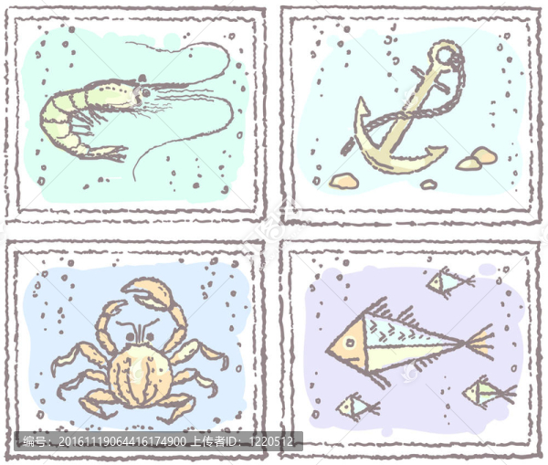 海象蟹；魚；錨；蝦