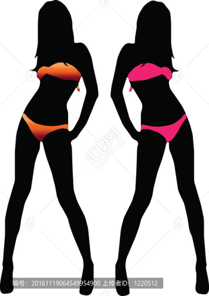 Bikini的女人剪影
