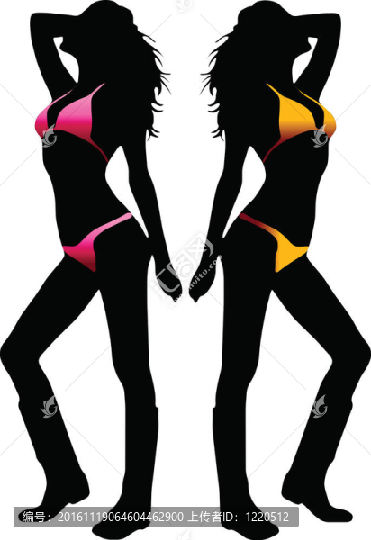 Bikini的女人剪影