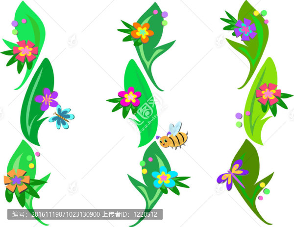 花園帶可愛的昆蟲混合
