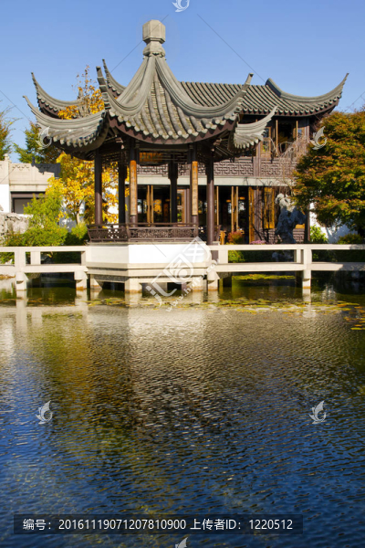 中國(guó)花園里的亭和茶館