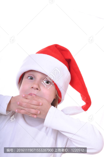 可愛的小微笑的Santa女孩