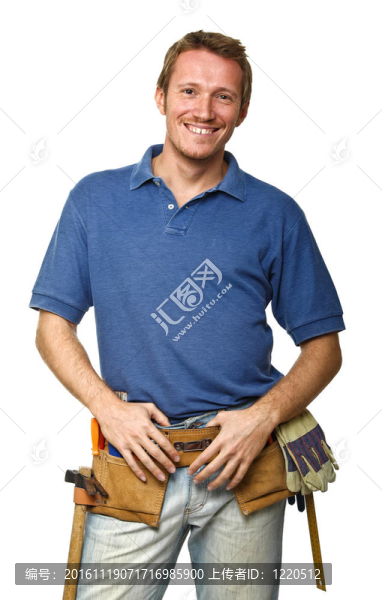 微笑的白人工人