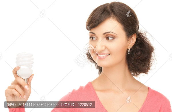 婦女手持節(jié)能燈泡