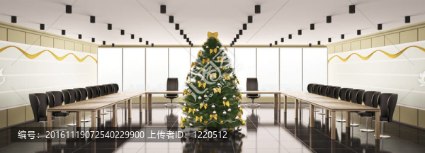 現(xiàn)代會議室的全景3D圣誕裝飾
