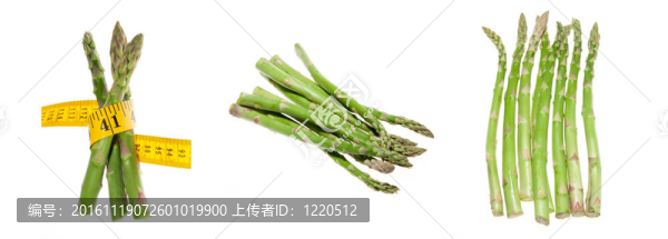 蘆筍三人。健康的治療。白色孤立。