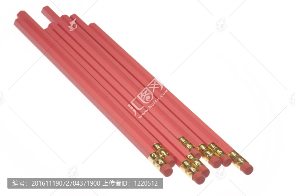 白色背景上粉紅色鉛筆的分組。適合許多主題的意象，包括創(chuàng)造力；藝術(shù)；童年