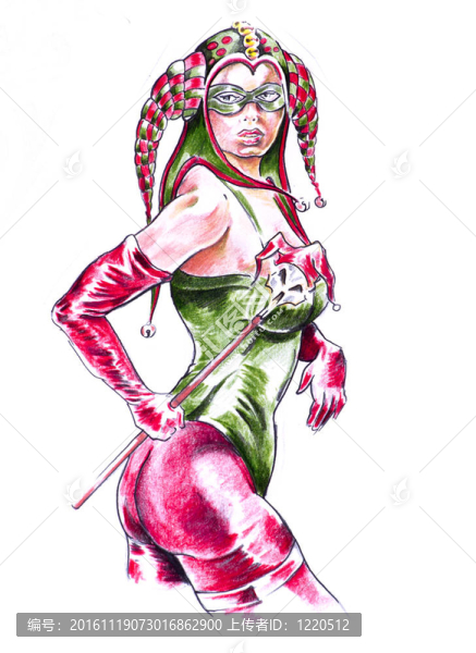 紋身藝術(shù)小品；性感的女人；小丑