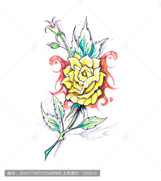 紋身藝術(shù)素描與部落設(shè)計之花