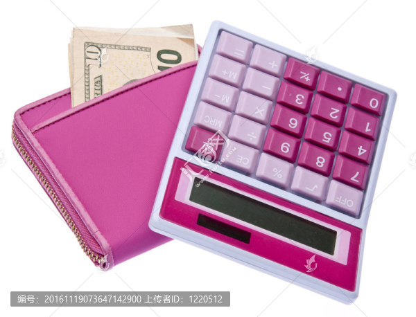 粉紅色的caluclator,Money,Filled,Wallet