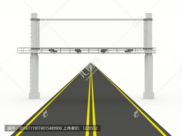 馬路上空著白色的廣告牌