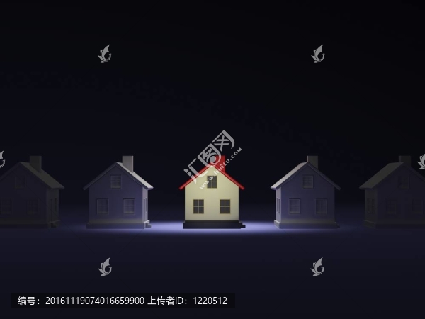 黑暗背景下的房子