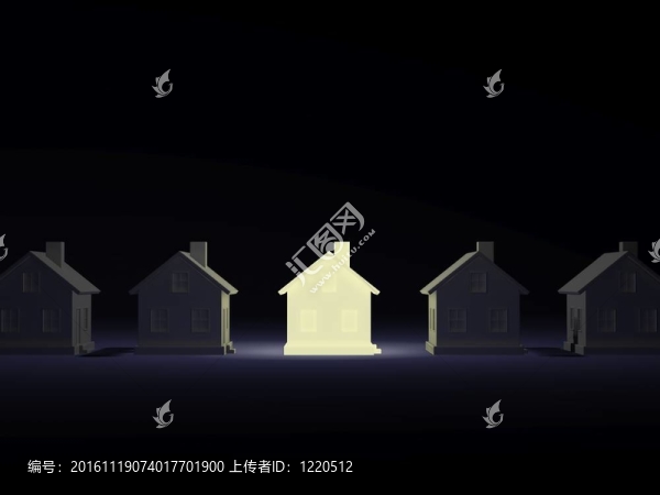 黑暗背景的照明房子