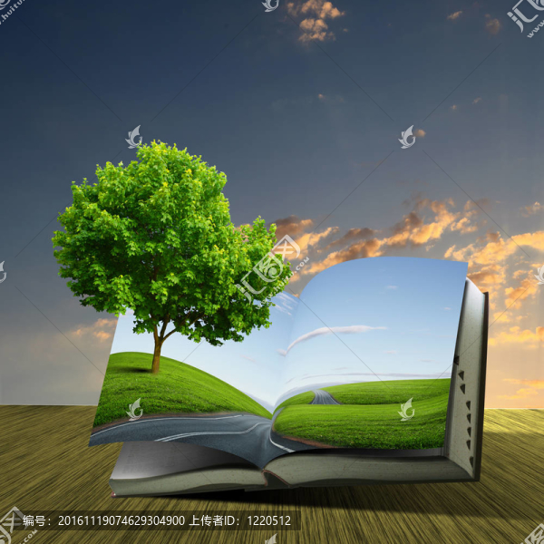 里面有綠色景觀的書(shū)
