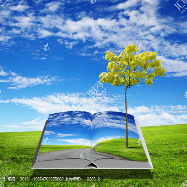 里面有綠色景觀的書