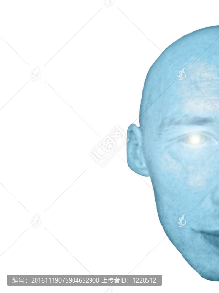 藍色的半臉的人閃亮的眼睛