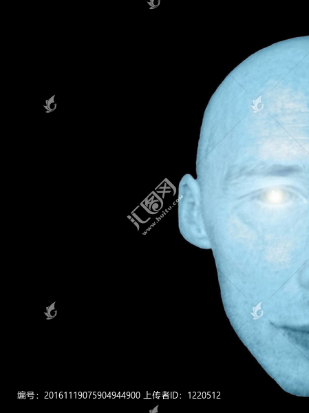 藍(lán)色的半臉的人閃亮的眼睛