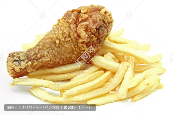 金黃香酥炸雞分離雞腿和薯條