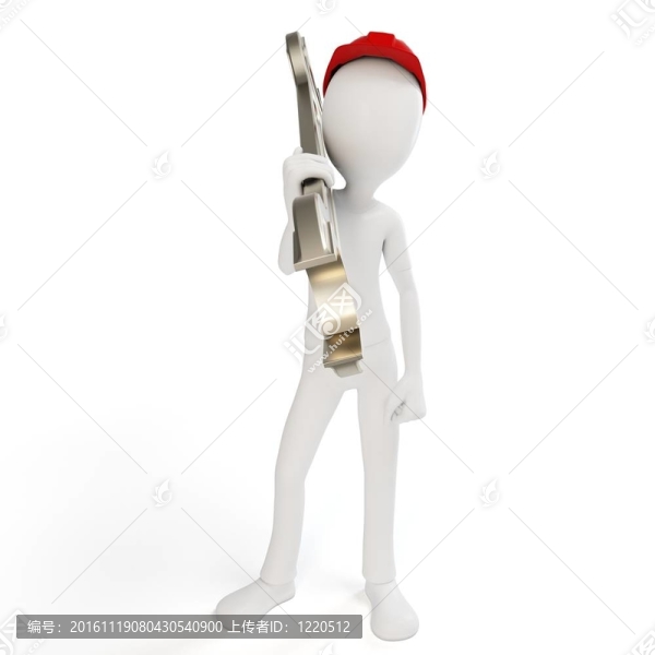 帶扳手的3D人類工程師