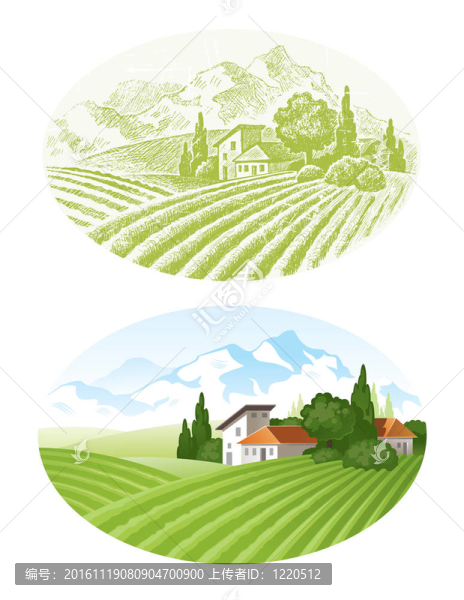 一方面與農(nóng)業(yè)領(lǐng)域繪制風(fēng)景；村和mounains
