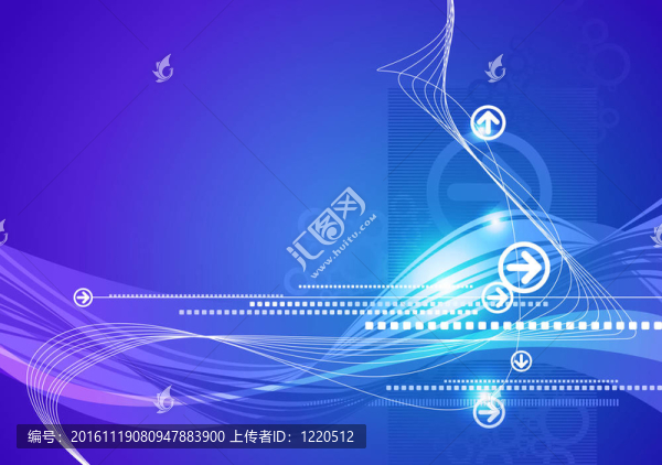 藍(lán)色抽象高科技背景箭頭和波浪