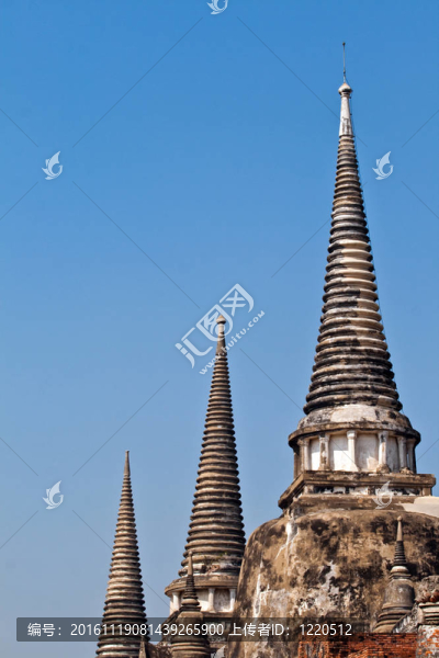 著名的寺Wat,Phra,Si,sanphet；在Ajutthaya皇家宮殿