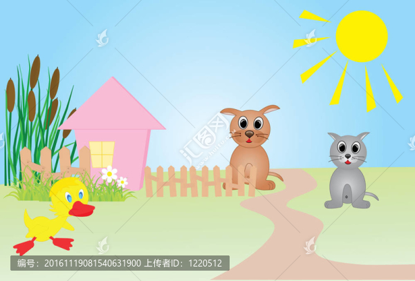 農(nóng)場插圖；所有字符都在單獨的圖層上。