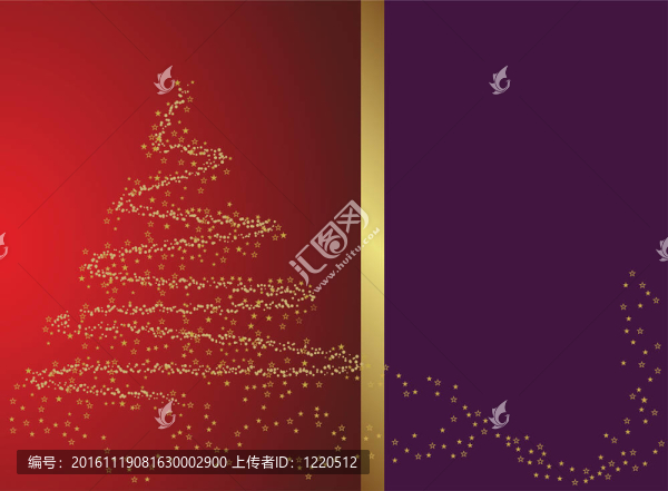 摘要金色圣誕樹紅色背景與文字空間