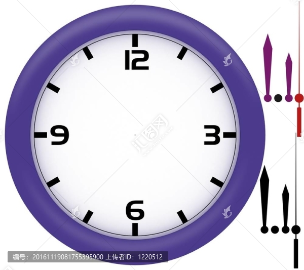 帶有紫色塑料框架的簡易時鐘