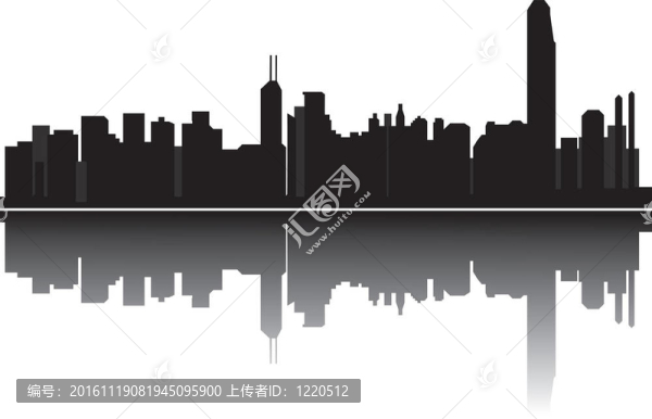 香港的天際線反射