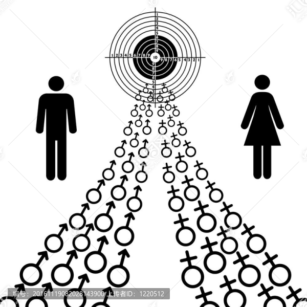 男性和女性性符號(hào)的插圖傾向于目標(biāo)。