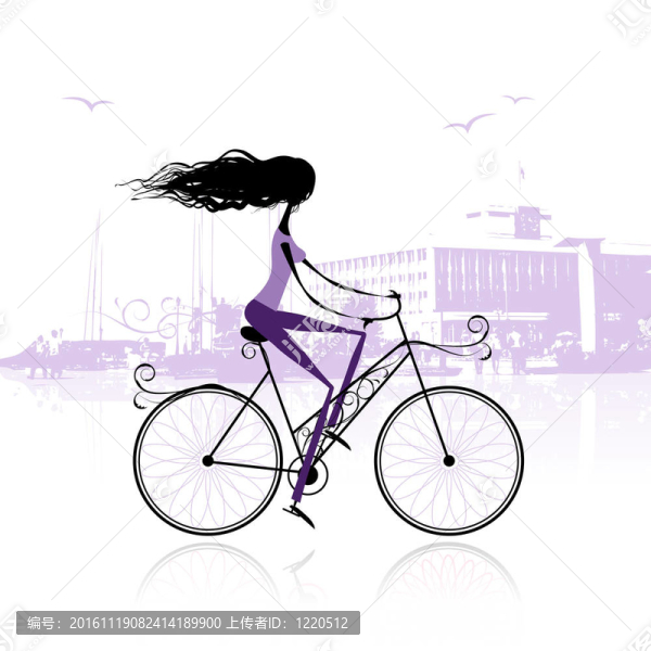 城市的女孩騎自行車