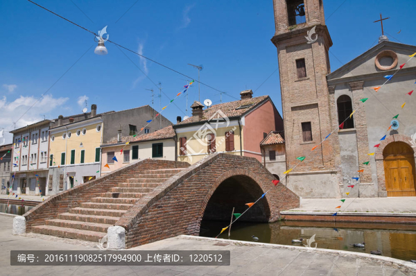 胭脂橋。Comacchio。Emilia,Romagna。意大利.