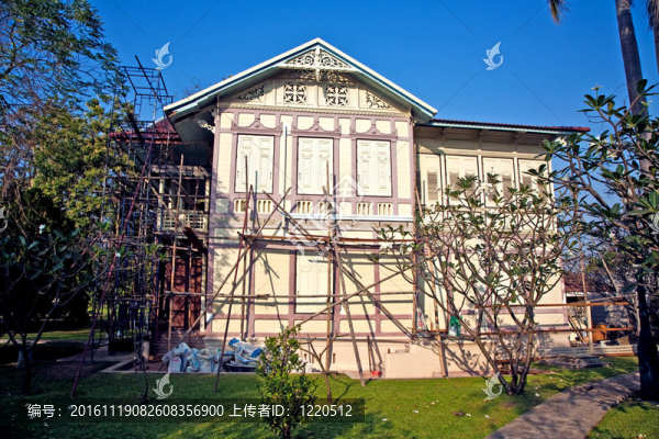 美麗的房子正在修復中sommerpalace爆炸PA在ajuttaya泰國王