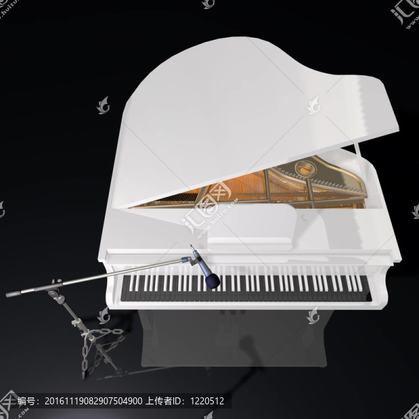 和鋼琴和麥克風在黑色背景上