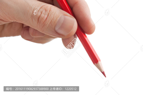 手上的紅鉛筆