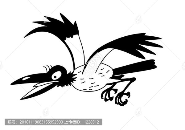 白色背景下的烏鴉畫圖