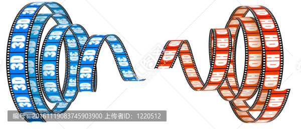 兩個3D電影片段卷到中心