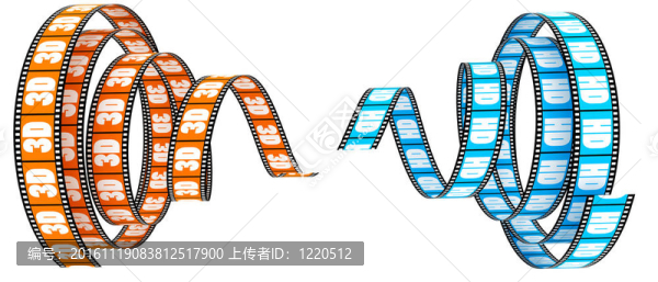 兩個(gè)3D電影片段卷到中心