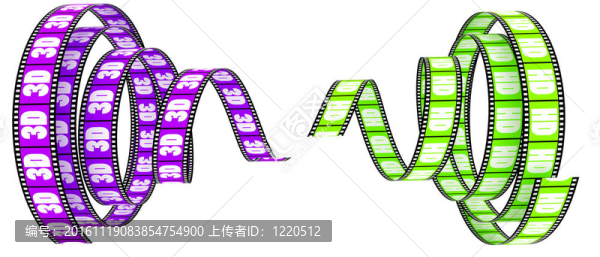 兩個(gè)3D電影片段卷到中心